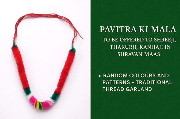 Traditional thread necklace with red cord and multicolor striped segments