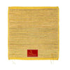 Wool pooja asan mat, yellow with white stripes and red logo patch