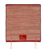 Wool pooja asan mat, maroon with white stripes and red logo patch