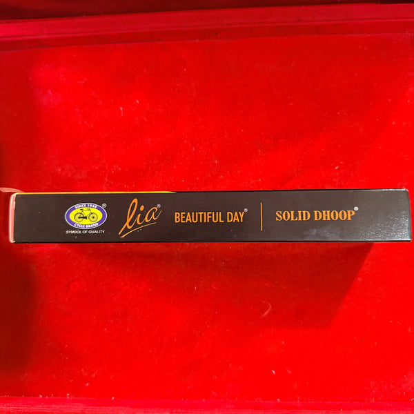 lia Solid Dhoop Beautiful Day incense sticks box, front side view