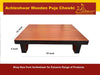 Wooden puja chowki with flat rectangular top and four tapered dark legs