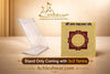 Ram MahaRaksha yantra on clear stand, shown next to golden artwork card