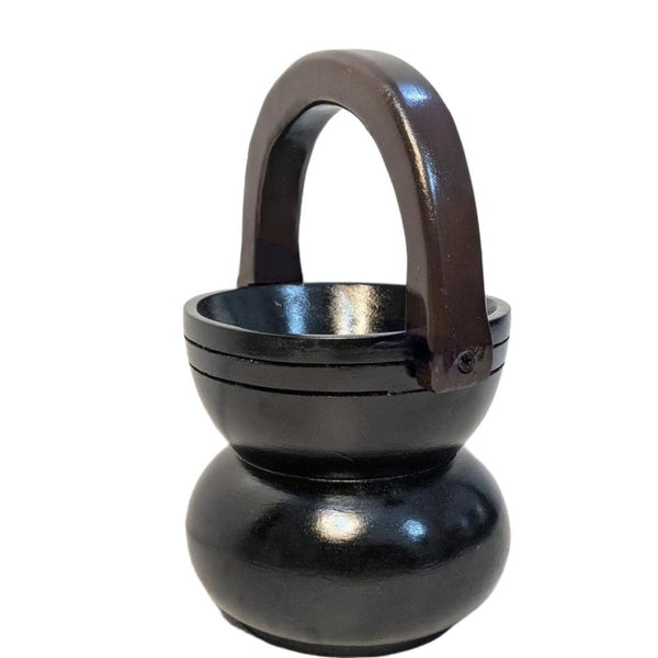 Achleshwar Handcrafted Black Wooden Kamandal | Traditional Hindu Kamandalu for Pooja, Temple Decor & Spiritual Gift