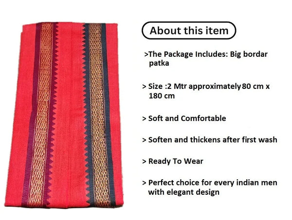 Pure Cotton Best Quality Gamcha/Patka Red - Achleshwar