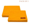 Yellow wool pooja mat set of 2 with stitched border and brand label