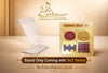 Sarva Karya Siddhi yantra card with tabletop stand, showing four-part printed design