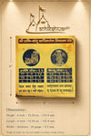 Shani-Ketu yantra card with two circular symbols, grid, and size dimensions