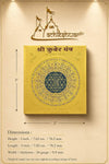 3-inch gold-plated Kuber yantra square with dimension lines and ornate border
