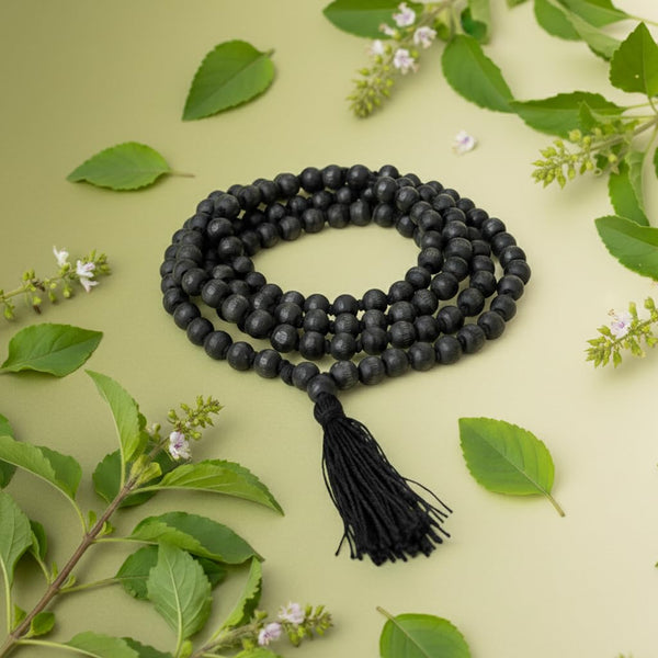 shyama tulsi japa mala black