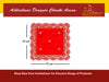 Red velvet pooja asan cloth, 18x18 inch, with gold trim and scalloped corners