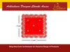Red velvet pooja asan cloth, 5x5 inch, ornate embroidered border with corner motifs