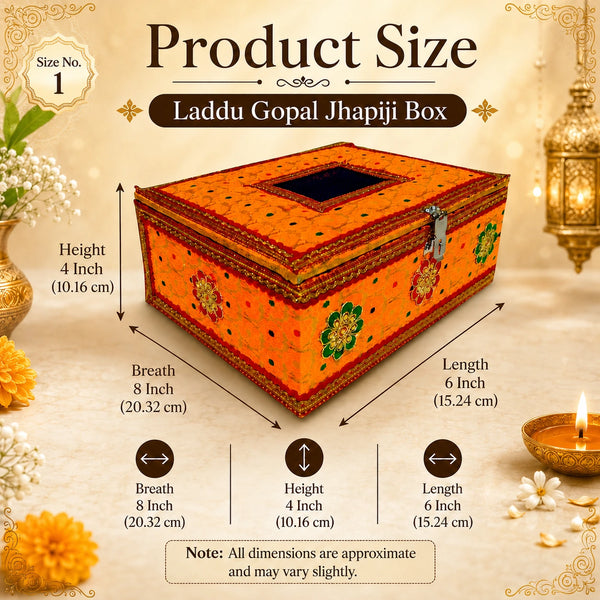 Laddu Gopal Velvet Wooden Jhapi Ji with Transparent Window | Decorative Storage Box for Poshak, Jewellery & Shringar Accessories Achleshwar