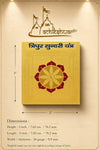 Yantra card with red-and-gold lotus chakra shown with height and width measurement