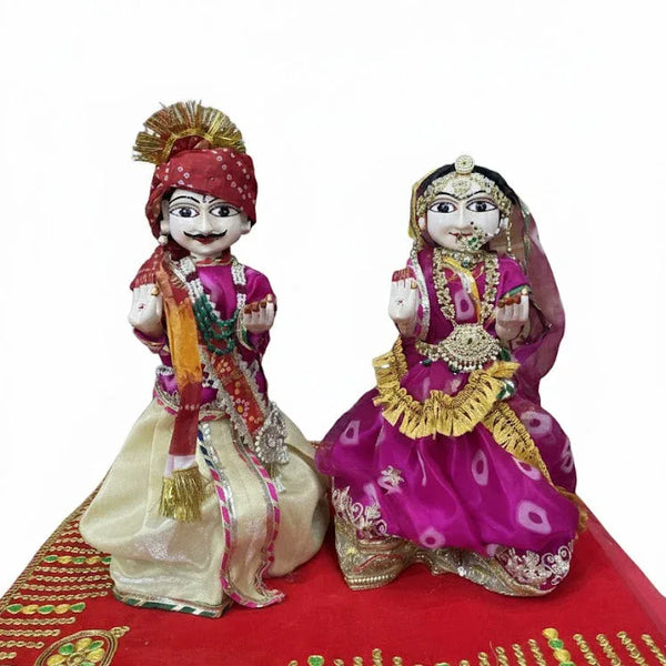 Premium Isar Gangaur Idol Set | (17 inch) Handmade Royal Gangaur Murti with Heavy Jewellery & Designer Attire - Achleshwar