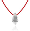 Faceted clear crystal gemstone pendant with red cord necklace